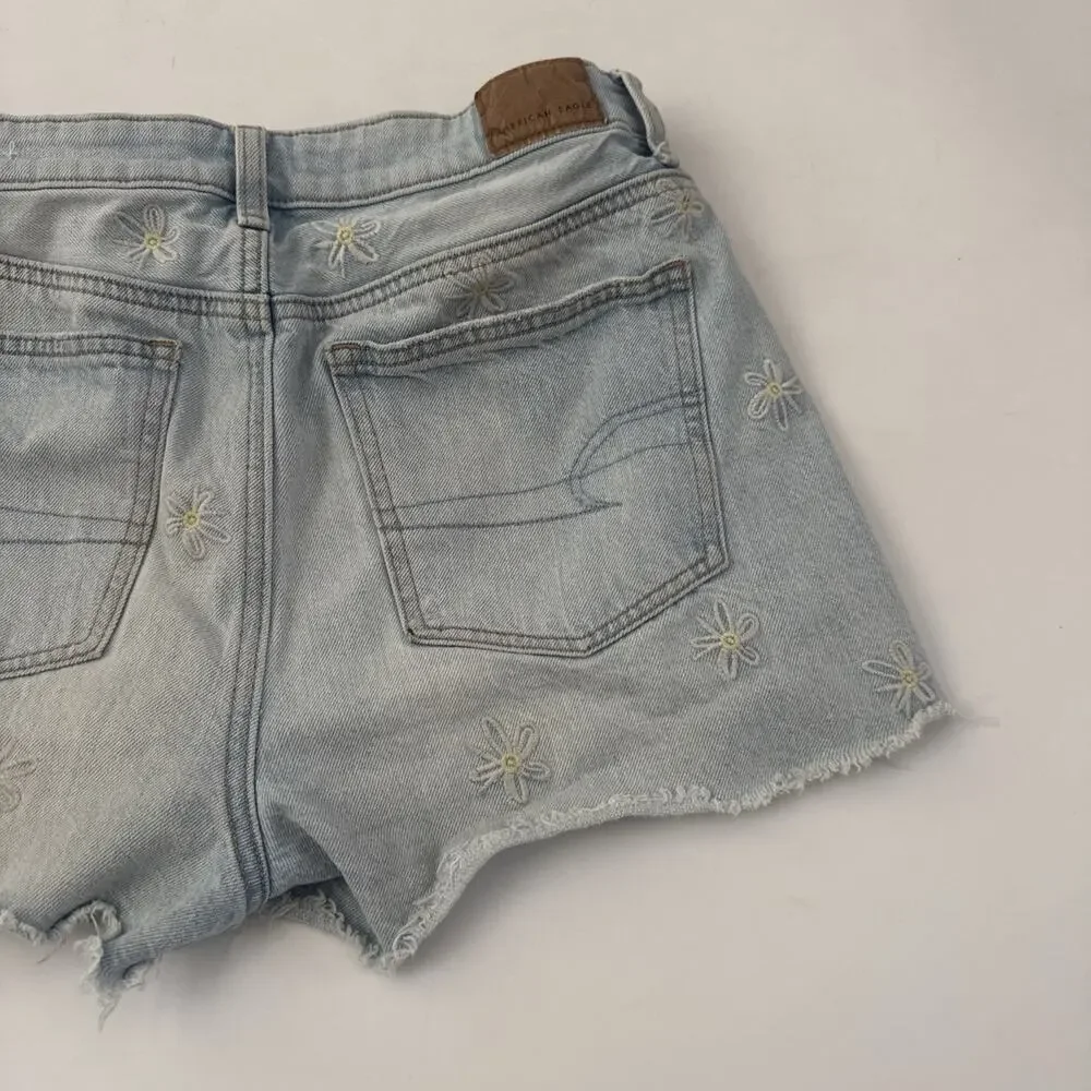 American Eagle Super Stretch Jean Shorts Size 4 Floral EMBROIDERED - Picture 7 of 13